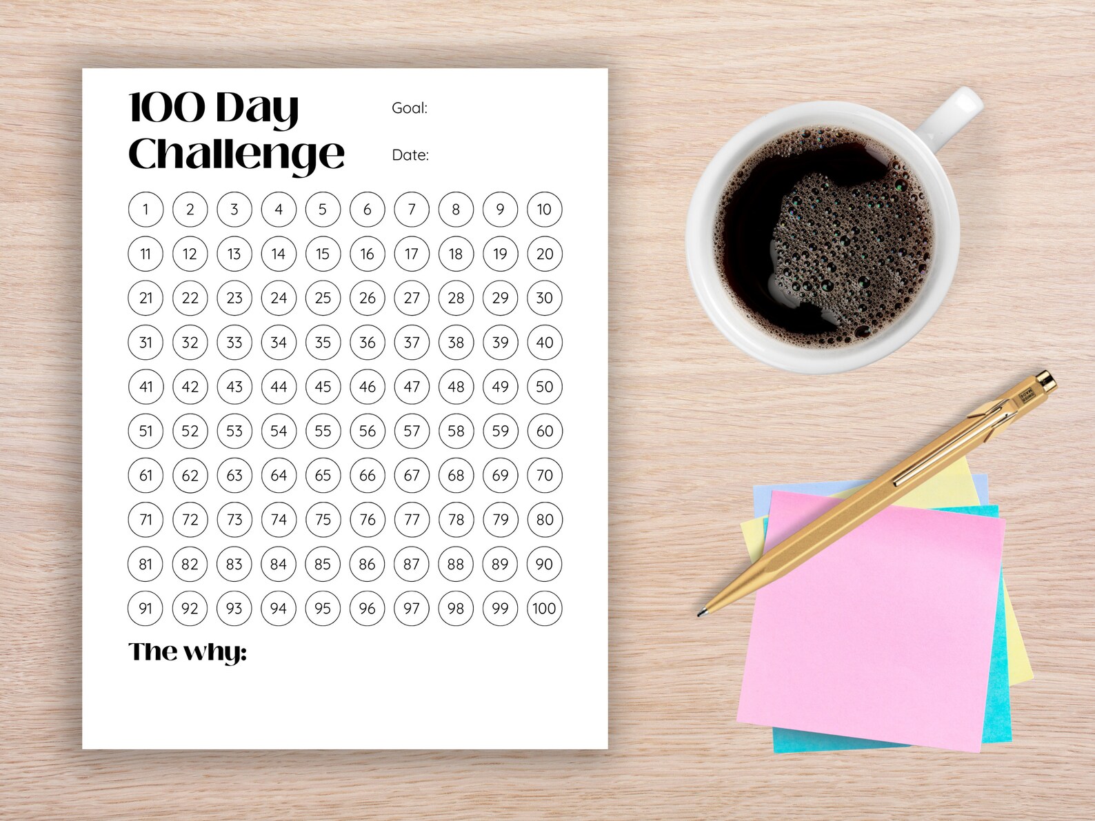 100 Day Challenge Printable Tracker | Goal Setting | Healthy Habits ...