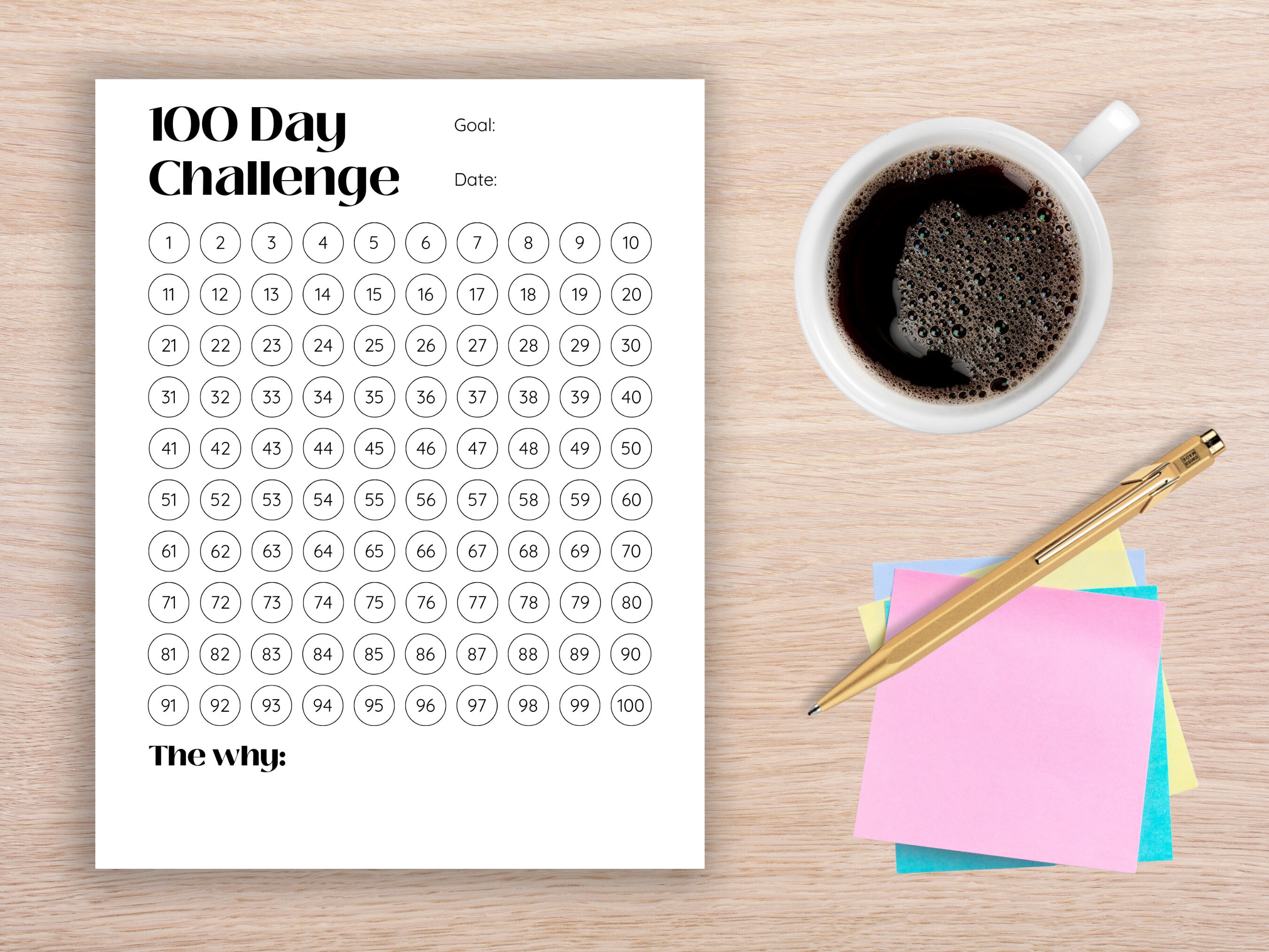 100 Day Challenge Printable Tracker | Goal Setting | Healthy Habits ...