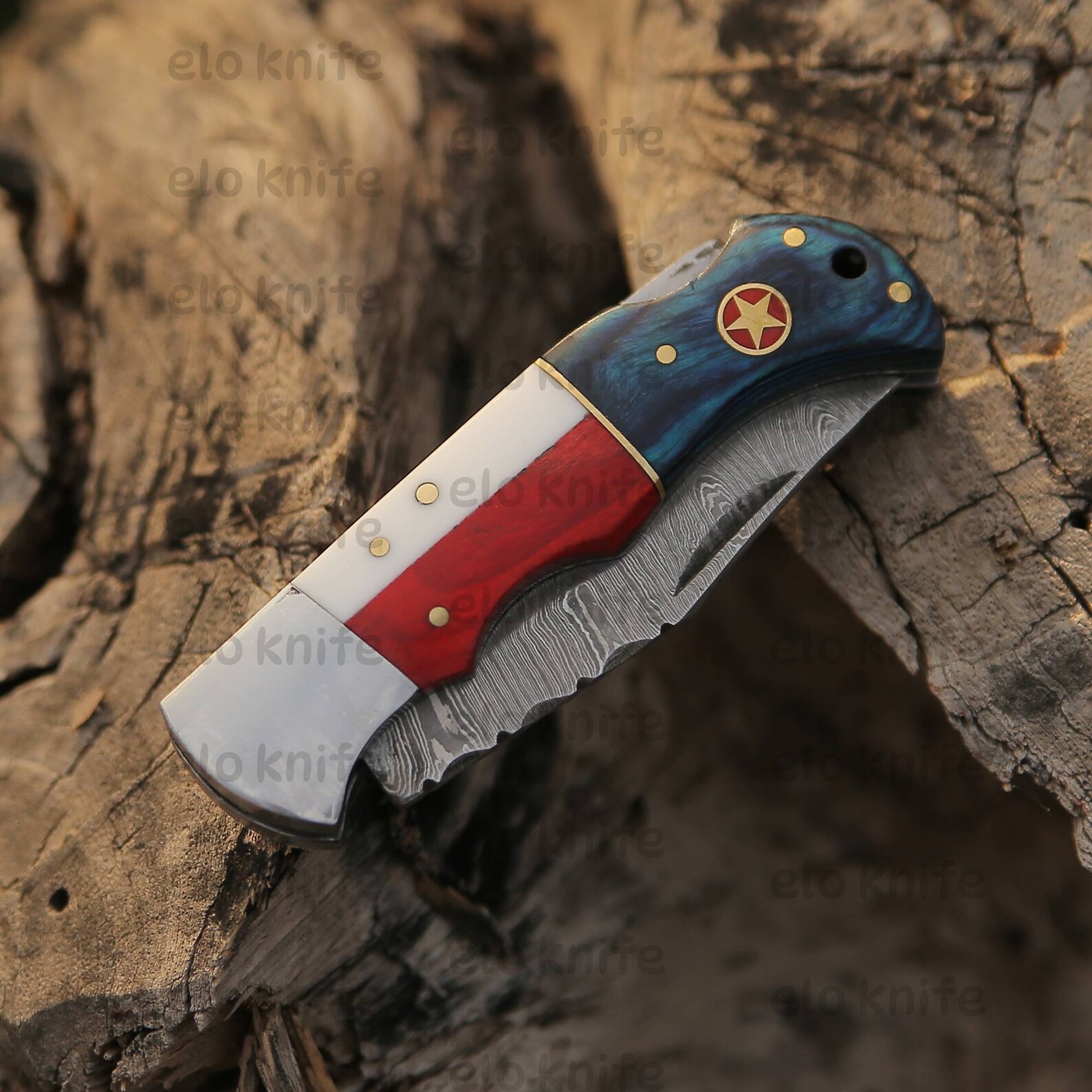 Custom Pocket Knife Handmade Damascus Folding Knives USA Texas Etsy