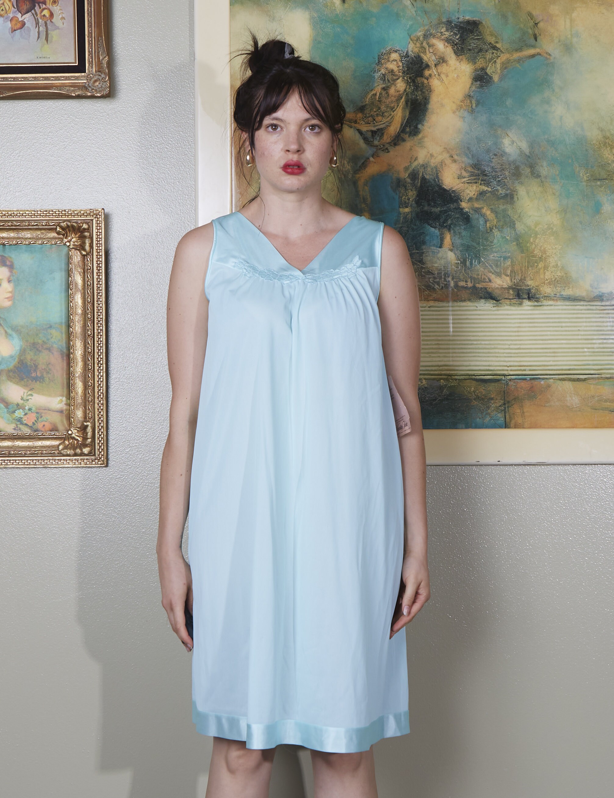 VANITY FAIR NIGHTGOWN Nighty Lingerie Dress Powder Blue Kitsch Kitschy