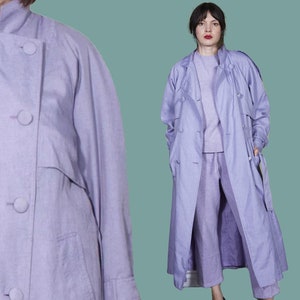 PLUS SIZE Trench coat vintage 80s classic trench long jacket maxi coat light weight women XL extra large size 14, 16