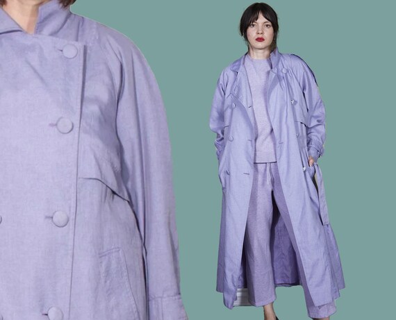 PLUS SIZE Trench Coat Vintage 80s Classic Trench Long Jacket Maxi 