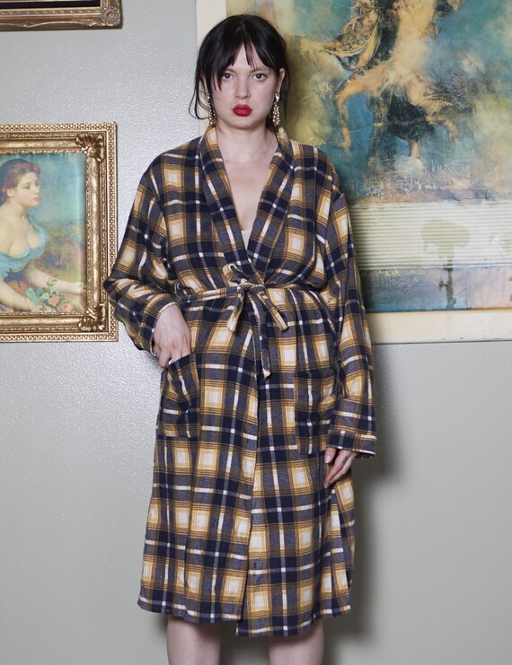 Vintage Mens Robe 1970s boho robe yellow brown 70s ge… Gem