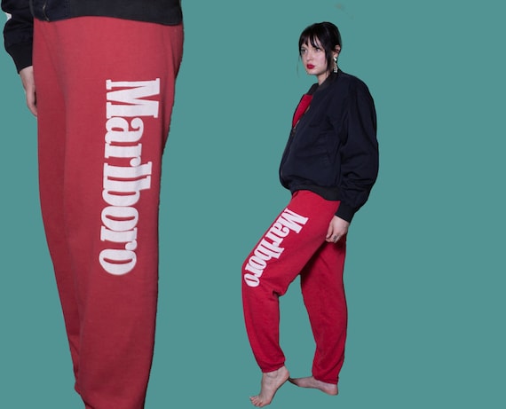 VINTAGE MARLBORO SWEATPANTS Spell Out Leg Logo 80s 90s Red Jogging Women  Men Unisex Med Medium Lg Large Graphic Sweat Pants Cigarette -  Canada