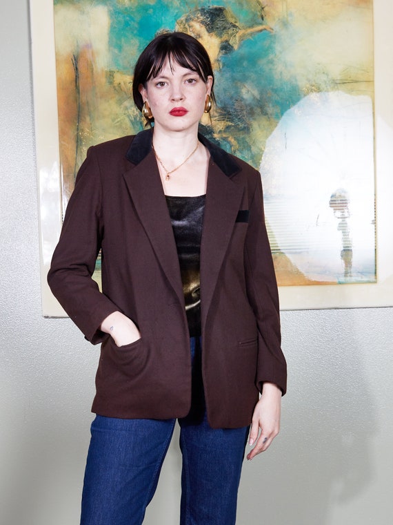 Vintage Blazer Jacket brown minimalist blazer 90s… - image 5