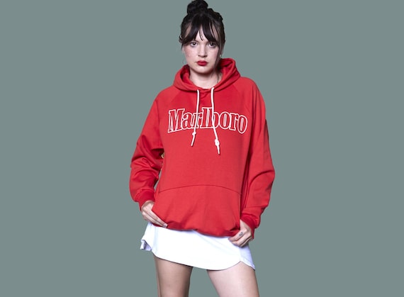 80s Marlboro Hoodie Sweatshirt Cigarette Brand Pullover