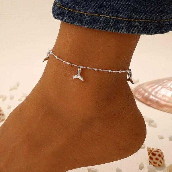 Silver Mermaid Tail Charm Anklet