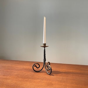 Forged standing type candlestick, Wrought Iron, Hand Forged, Steel Holders, Gold and Black, Blacksmit made, Candlestick holder