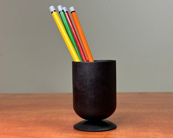 Pencil Holder - Hand forged wrought iron Black Finish, can also use as plant pot, herb pot, cutlery holder, napkin holder, pencil holder ...