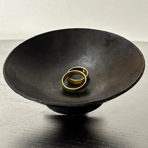 Iron Bowl - Sixth Anniversary Gift - Small Ring Dish for her - Bowl - Wedding - anniversary gift for wife - Back and Gold