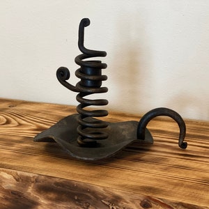 Handmade Wrought Iron Spiral Courting Candle Holder