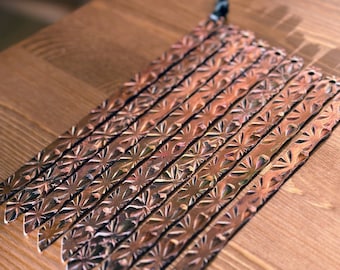 Handcrafted Copper Bookmark with Engraved Flower Design