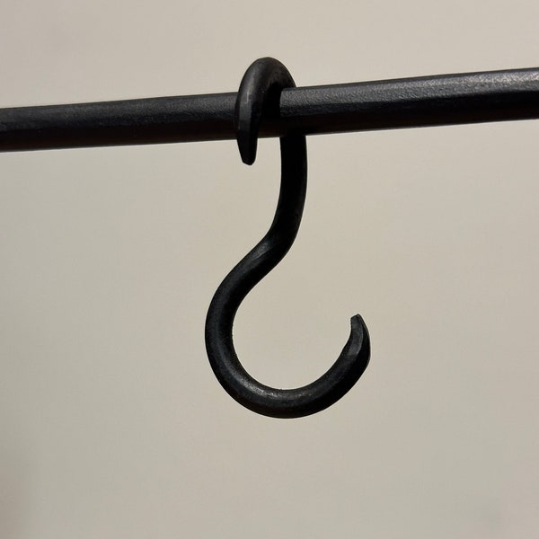 90 degrees S hooks.  Wrought iron Forged "S" Hook | Blacksmith made | Coat hook | Wardrobe hook | Pot And Pan Rail Hook