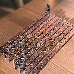 Handcrafted Copper Bookmark with Engraved Flower Design