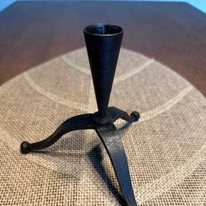 Miniature Handmade Wrought Iron Candlestick - 13cm - 5inches, Hand Forged, Taper Candle Holder, Three-Legged Stand
