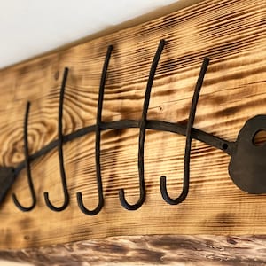 Handcrafted Forged Coat Rack / Wall mounted coat rack / Fish style rack with 5 hooks
