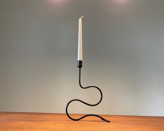 Forged standing type candlestick | Blacksmit made | S-type | Snake style | S-Shape |  Wavy style | Candle holder with Black Finish