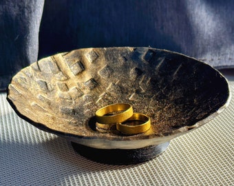 Forged Iron Ring Dish – 6th Anniversary Gift, Black and Gold