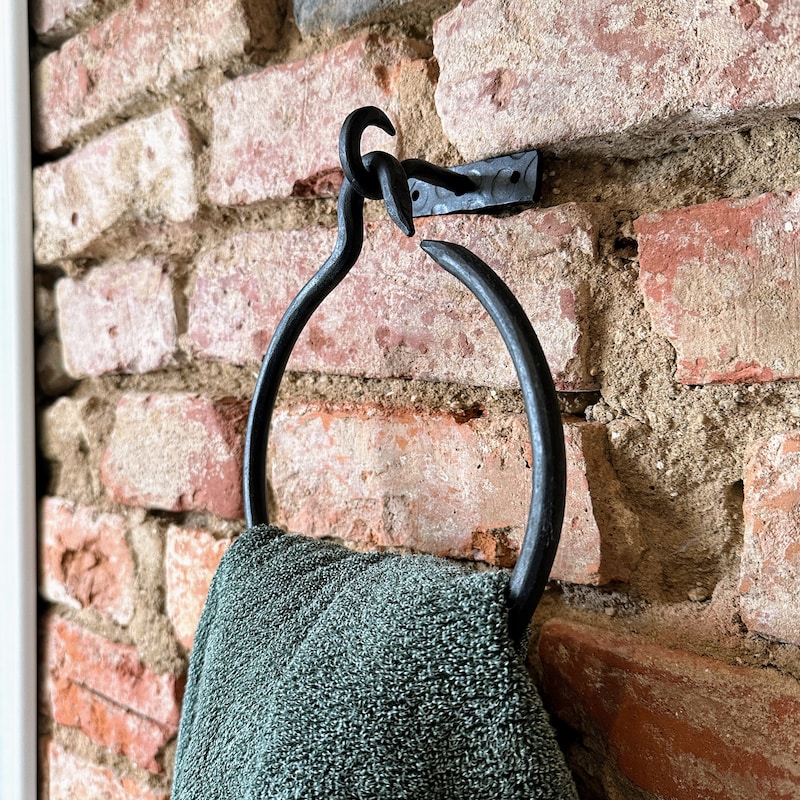 Old World ,cast Iron Towel Holder , Victorian Black Bathroom Decor