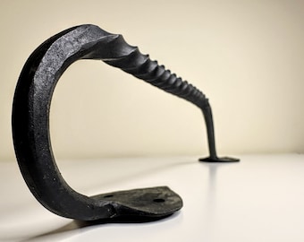 Hand-Forged Black Cast Iron Door Handle | Barn Door Pull