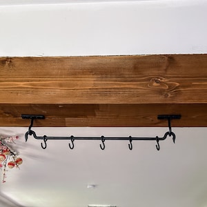 Forged Steel Wall Mounted Rack Hooks, Kitchen utensil Rail, Metal Kitchen Wall Organizer, Modern Farm House Pan Hooks, Decor. Wrought Iron