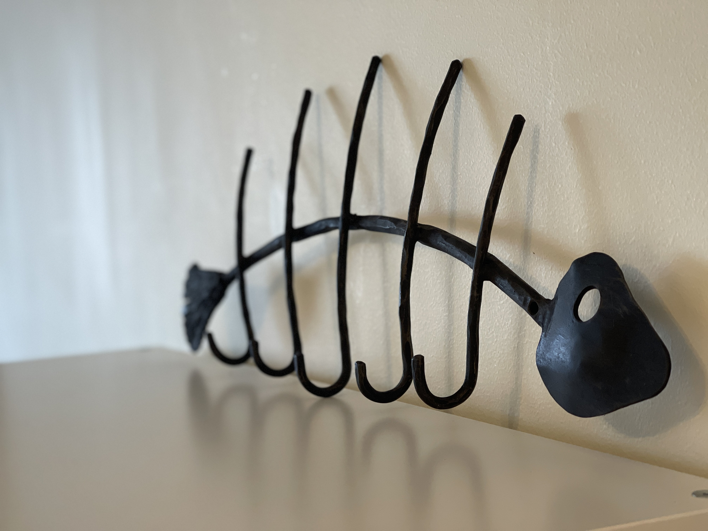 Handcrafted Forged Coat Rack / Wall Mounted Coat Rack / Fish Style