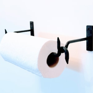 Porta asciugamani di carta in ferro forgiato / Ghisa / Vintage / Dispenser di carta da cucina / Accessorio da cucina / Portarotolo / Fatto a mano/Durevole