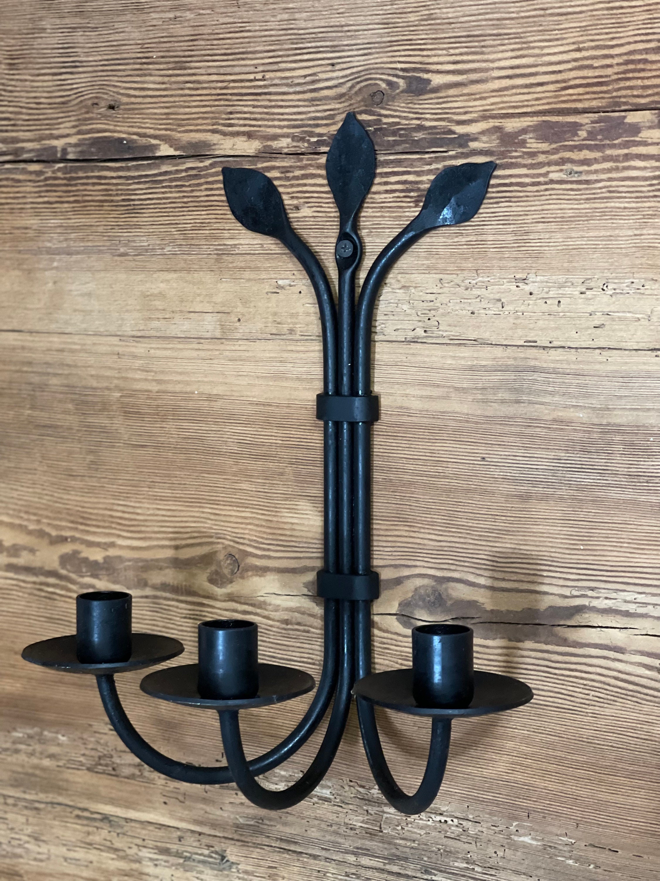 ヴィンテージ ブラック アイアン ウォールマウント キャンドル