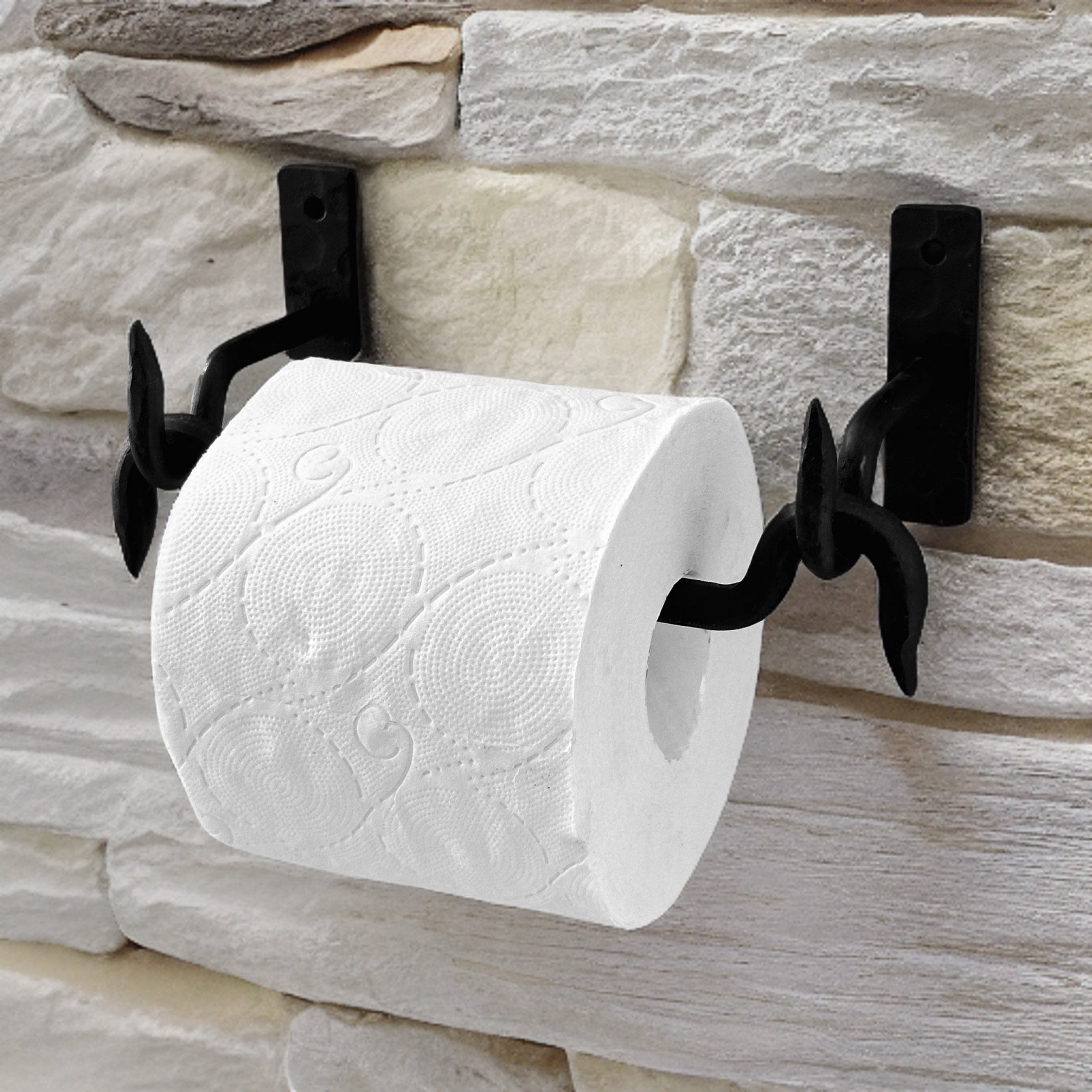 Handmade Wrought Iron Toilet Paper Holder – Black Iron Bathroom Accessories