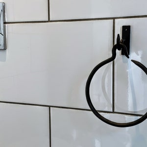 Wrought Iron Towel Holder - Towel ring - towel rail holder - black towel bar - wrought iron - FREE SHIPPING