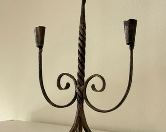 Antique Vintage Wrought Iron Blacksmith Candlestick for