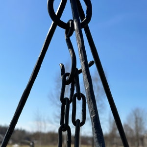 Camp Tripod Rack and Wrought iron chain with hook