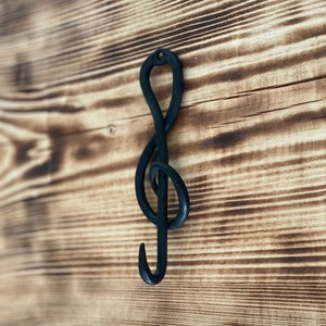 Wrought Iron Hand Forged Treble Clef | Wall Hook | Blacksmith Made Treble Clef | Wall Hook | Wall Art | Music Lovers Hook