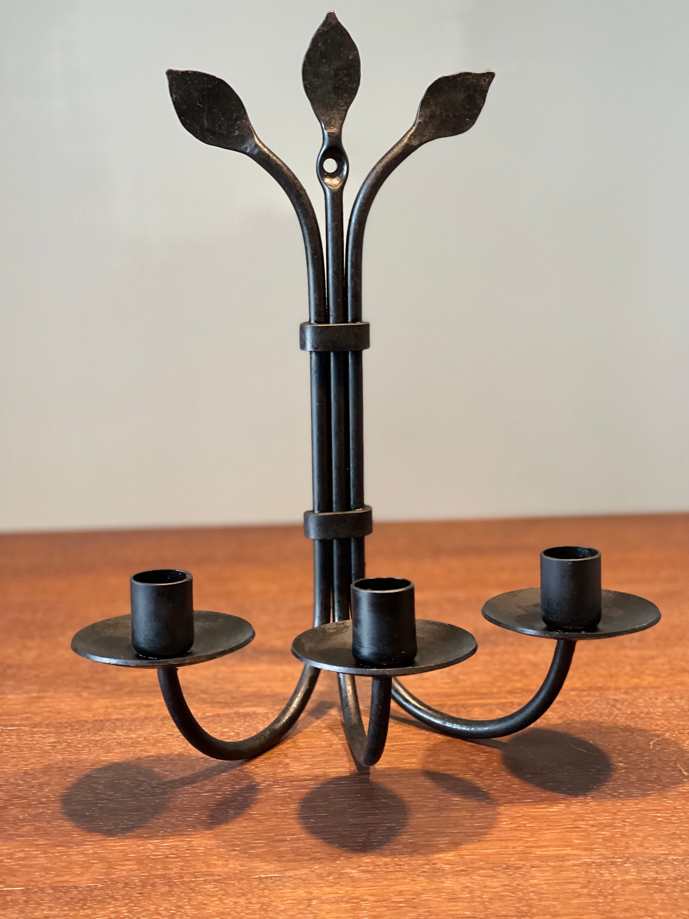 ヴィンテージ ブラック アイアン ウォールマウント キャンドル