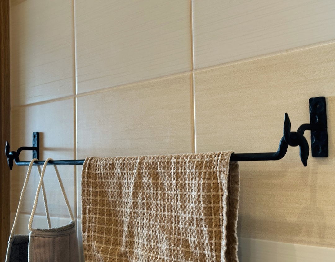 Hand Forged Blacksmith Towel Rack - Heavy Duty, Modern Bathroom - Etsy