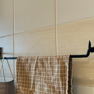 Wall Mounted Modern Towel Rack. For Master Bathroom. Very strong a blacksmith forged towel holder rack