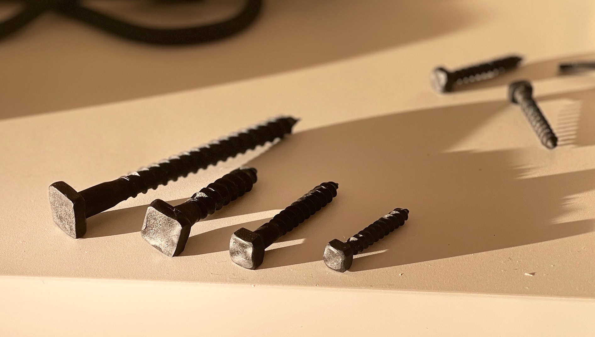 Iron Screw Rode Hand Forged Iron Square Head Screws, Black Wrought Iron, Set of 10 - Etsy