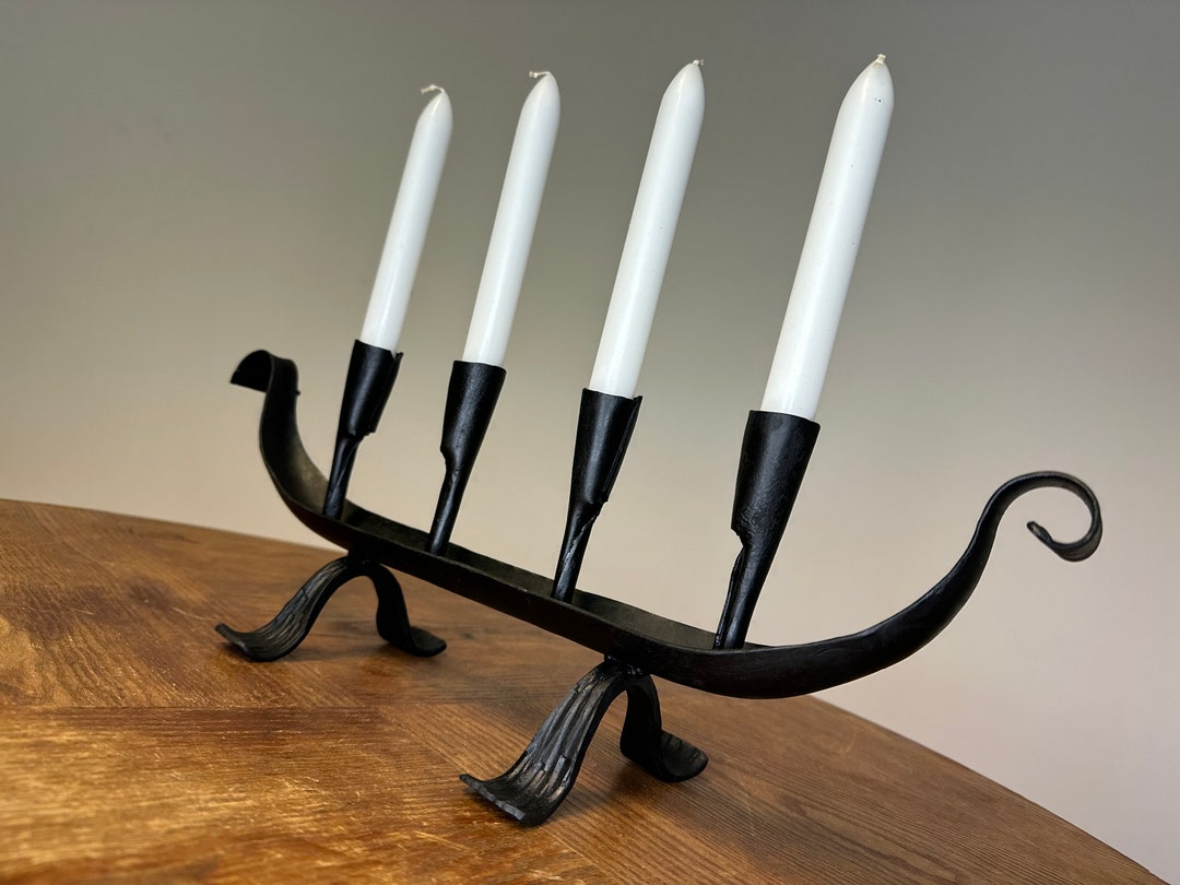 Iron Viking Ship Candle Holder - Metal Art Table Decor - Etsy