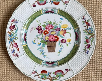 Antique Wedgwood Pearlware Plate Hand Colored Flower Basket 8.125”  | Plate Wall
