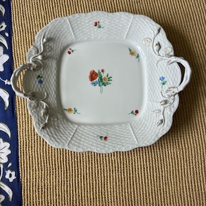 Herend Katalin Bouquet Serving Platter with Handles– Herend Floral Platter– Hand-Painted Porcelain – Hungary