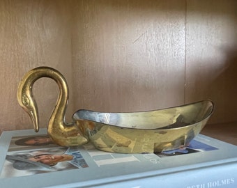 Vintage Brass Swan Bowl, Dish