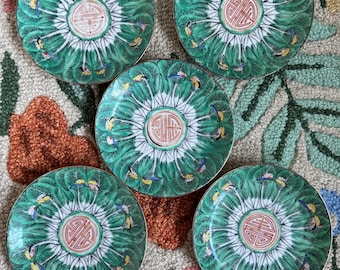 Assiette soucoupe chinoise de 5,425 po., vase famille verde, bok choy - Exportation chinoise - Lising est pour 1 assiette