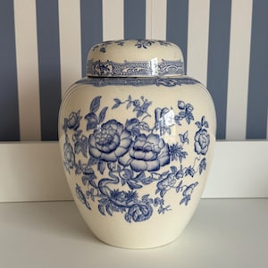 Vintage Crown Devon Blue & White Ginger Jar – Exclusive China Company Edition - Blue and White Transferware Staffordshire