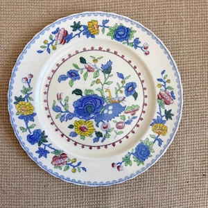 Antique Wedgwood Pearlware Plate Hand Colored Flower Basket 8.125”  | Plate Wall