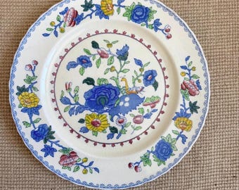 Antique Wedgwood Pearlware Plate Hand Colored Flower Basket 8.125”  | Plate Wall