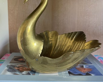 Vintage Brass Swan Bowl, Dish