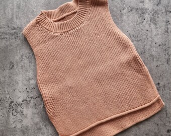 Brown Sleeveless Knitted Jumper 12M