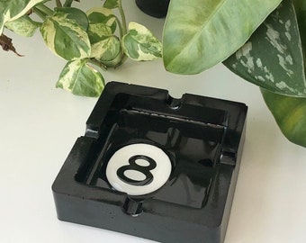 Handmade Resin 8Ball Stussy Style Square Ashtray, smoking accessories, gift, custom, black