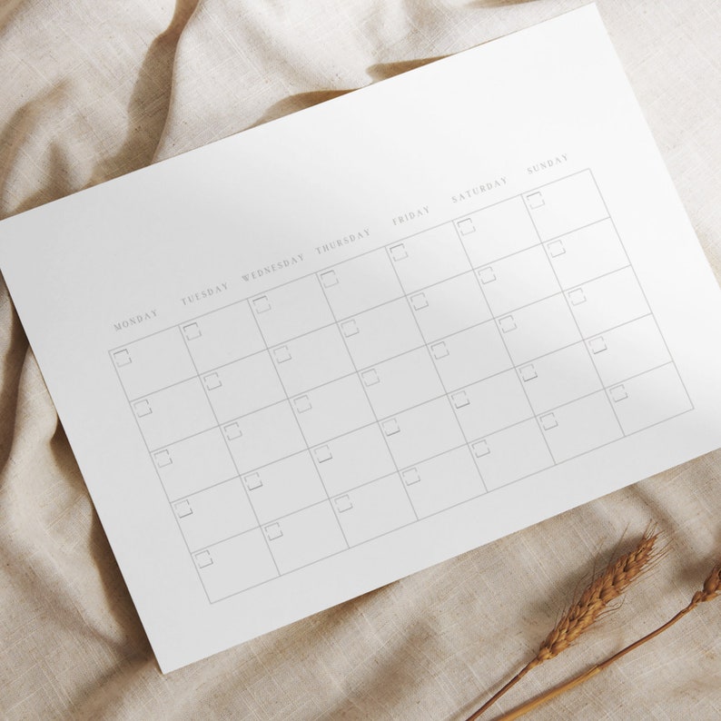 Blank PDF Calendar Download, Digital Reusable Calendar and to Do List 