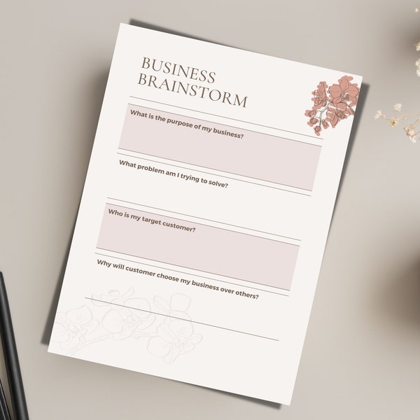 Business Brainstorm Sheet | Small Business Planner | Start Up Overview | Entrepreneur Planner | Home Business | PDF | A4 | A5 | Letter